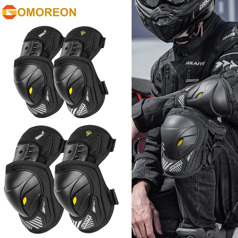 Mountain Biking Knee And Elbow Pads - GOMOREON 1Pair Motorcycle Electric Bike Knee