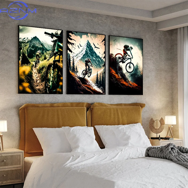 Picture Of Mountain Biking - AZNM Modern Mountain Bike Posters and