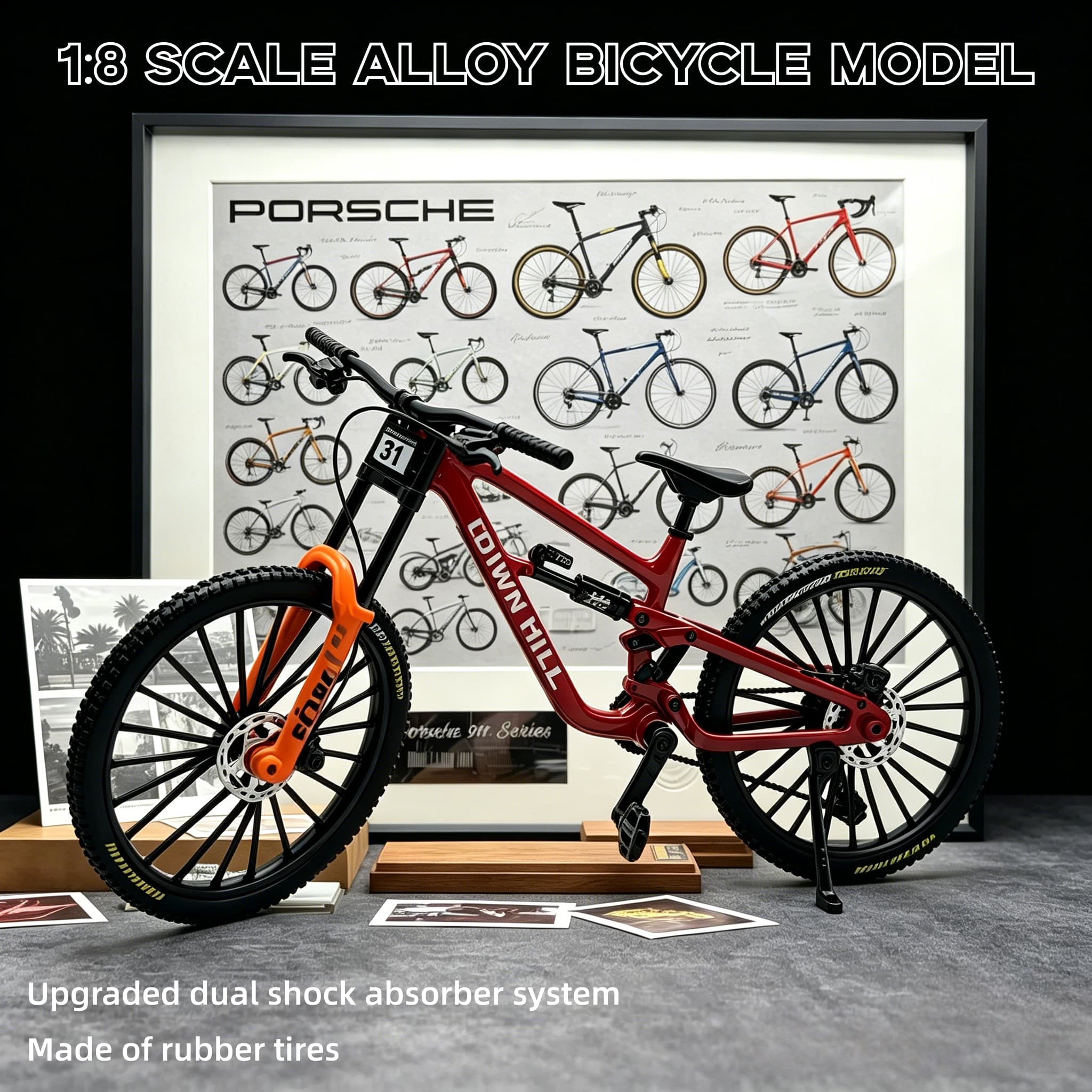 Mountain Biking Jumps - 1:8Scale Alloy Downhill Mountain Bike Model,